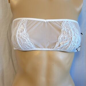 🔥SALE NEW Daydream Nation Serena Bandeau Sheer Bra White size Medium B112
